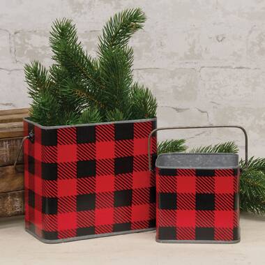 Christmas Kitchen Rugs 2 PCS Red Black Buffalo Check Plaid Winter