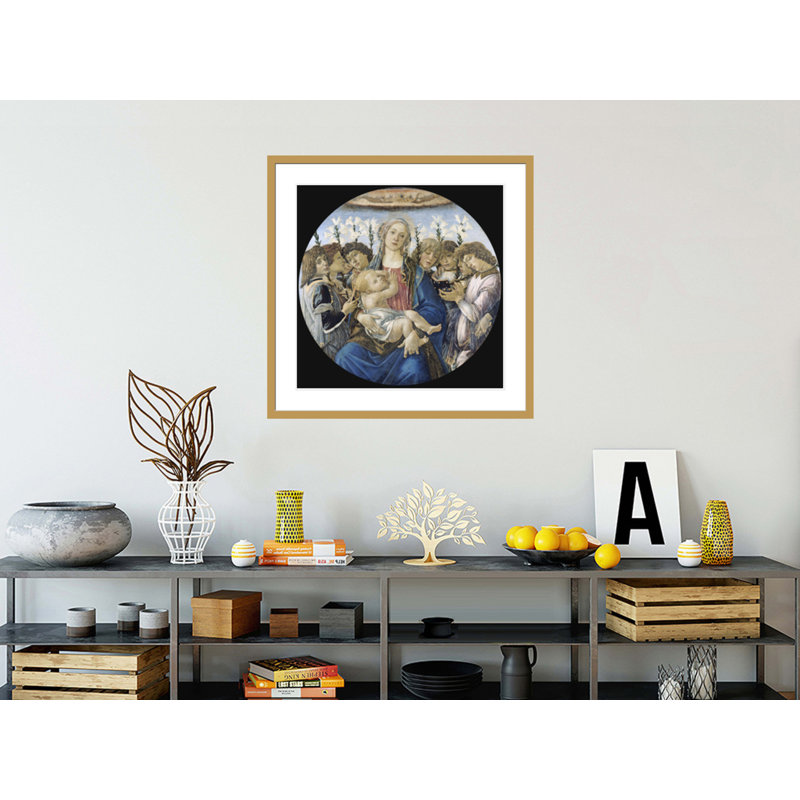 «Vierge à l'enfant avec huit anges» par Sandro Botticelli - Impression giclée encadrée, H 33,5 po x l 33,94 po