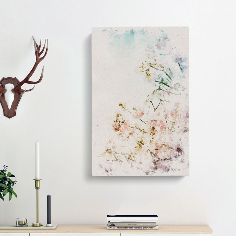 Pretty Pink Cherry Blossom Tree - Wrapped Canvas Painting, 60cm H x 40cm W x 3cm D