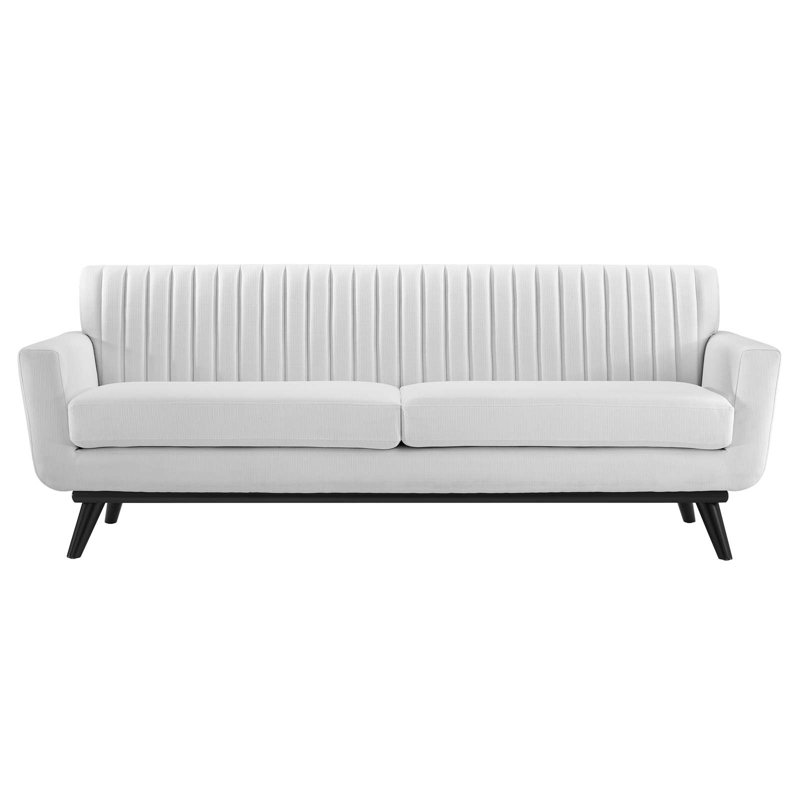 Engage Channel Tufted Fabric Sofa, White