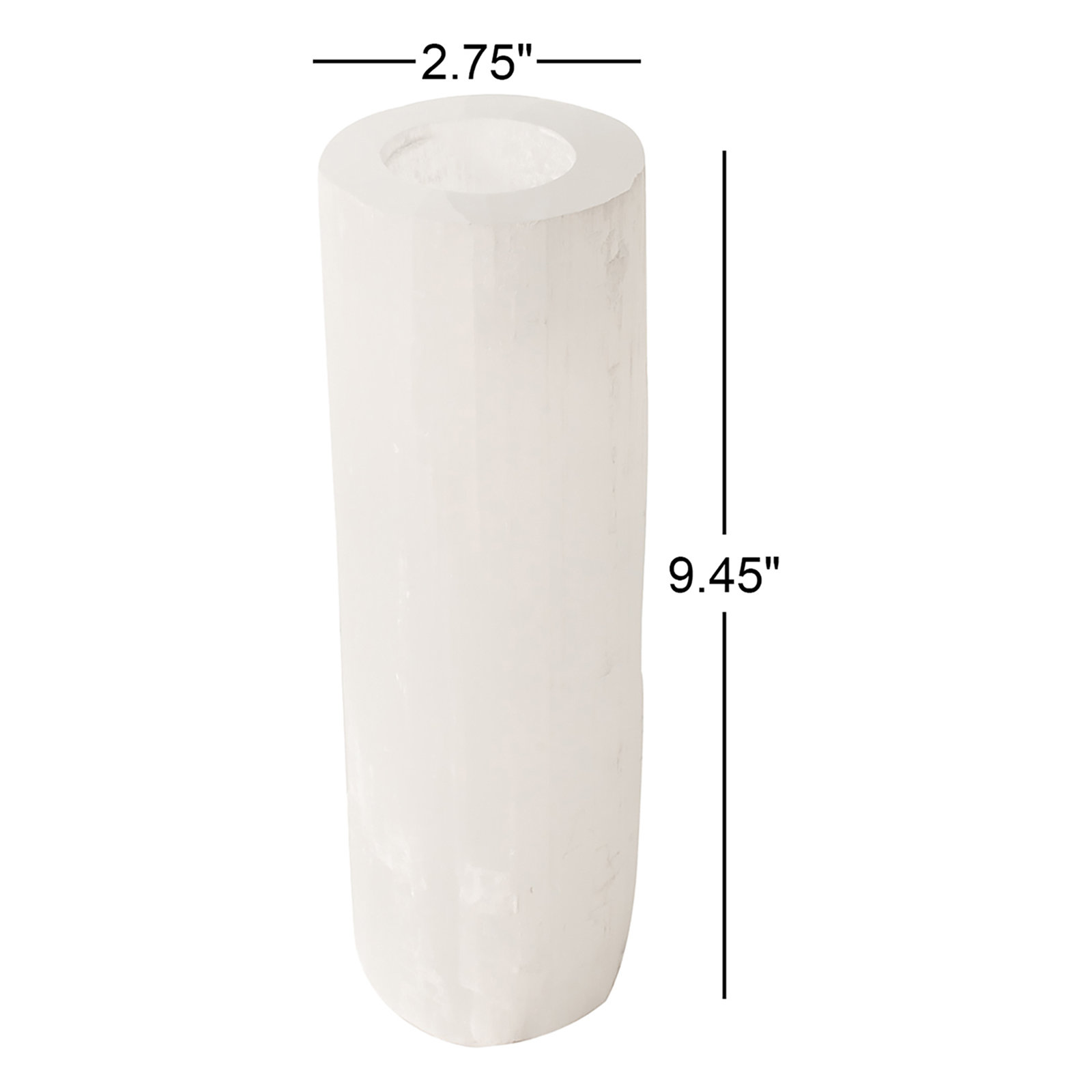 Selenite Votive Candle Holder, 9.45" H x 2.75" W x 2.75" D