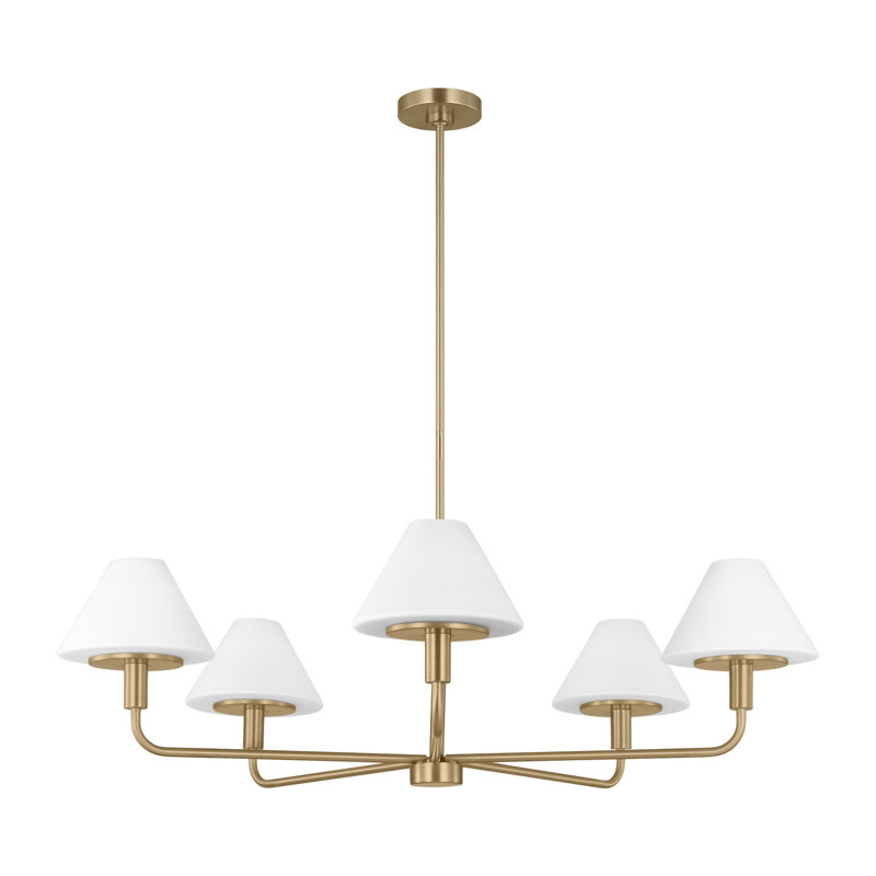 Lustre à cinq lumières Mendota de Génération Lighting par Visual Comfort, Laiton satiné