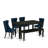 6 Piece Dining Table Set Consists of a Rectangle Kitchen Table and 4 Polyester Fabric Upholstered Chairs with a Bench, Black-91898301