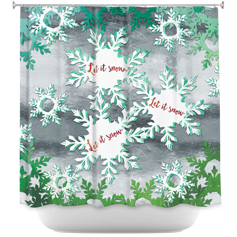 Rideau de douche simple let it snow argenté, Bleu / Noir