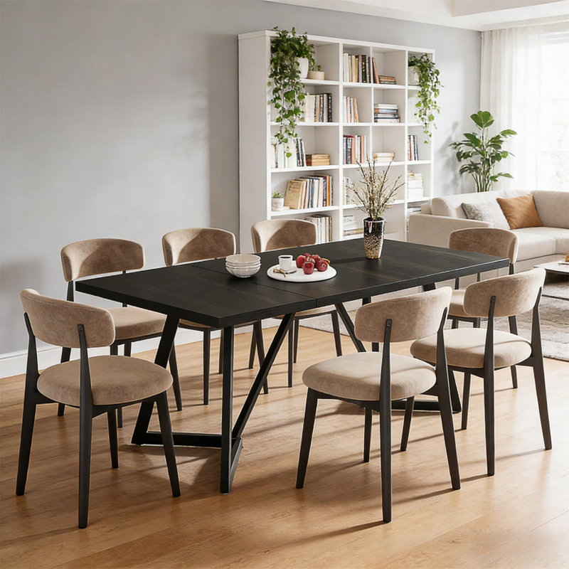 Table de salle à manger rectangulaire contemporaine avec un design spacieux et une fabrication robuste pour les intérieurs modernes