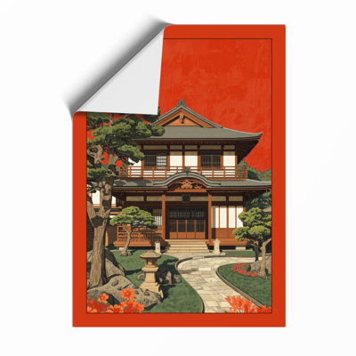 Japanese House With Pine Japandi - Print