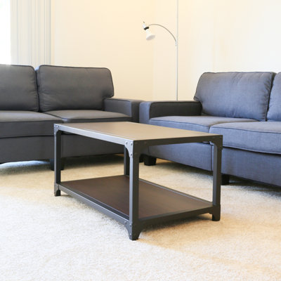 Williston Forge Walnut Color Retangular Coffee Table with Shelf