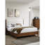 3 pièces pour chambre à coucher, couleur noyer, très grand lit de style oriental de style Mid-Century, tapissier beige, tête de lit à panneau en tissu et système de pourboire moderne Boucle, lit de taille, poignées en nickel