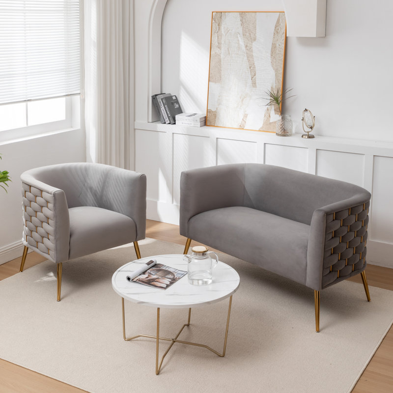 Ensemble de salon 2 pièces Cristen, Velours gris