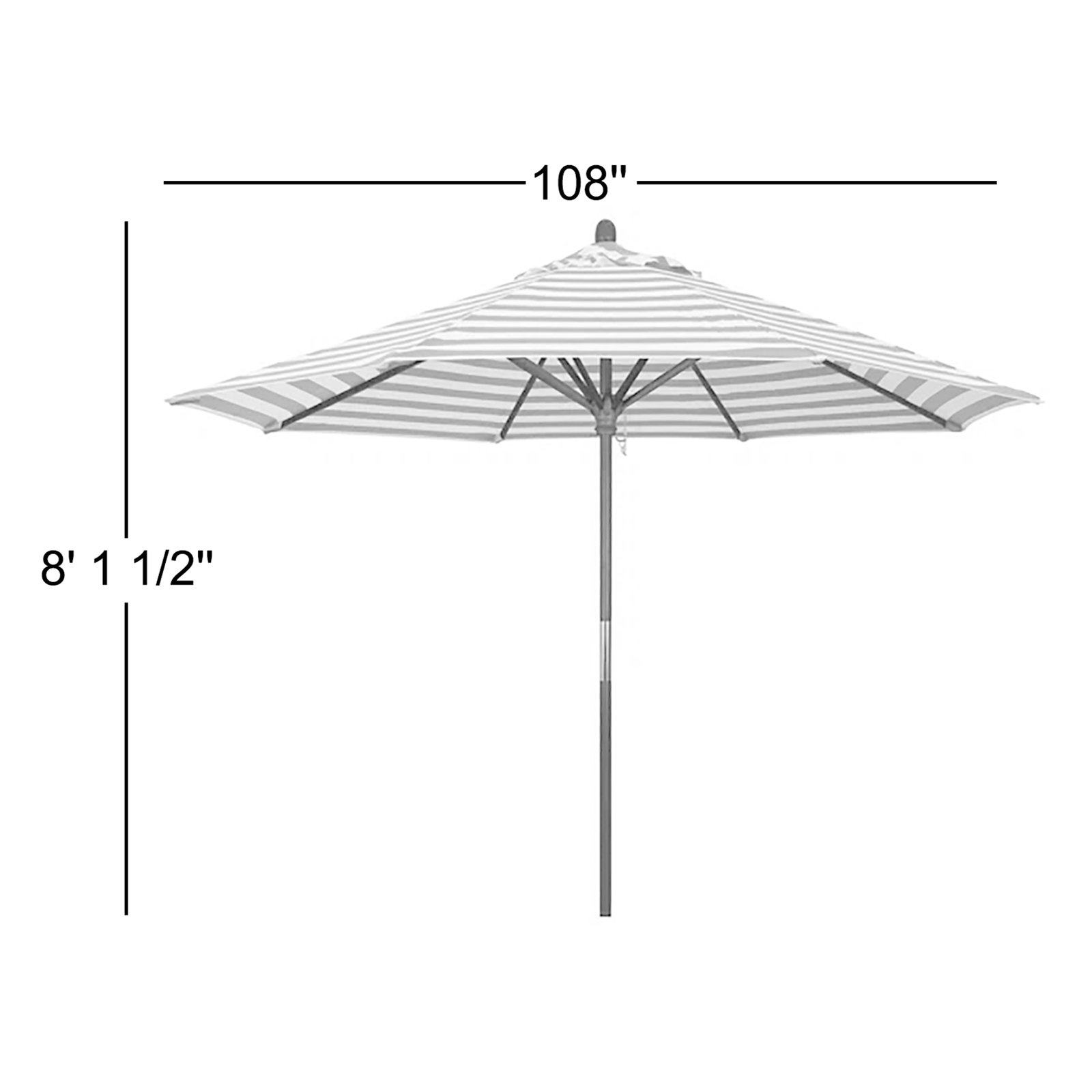 Manford 108'' Outdoor Umbrella, Navy White Cabana Stripe