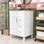 Meuble-lavabo simple autoportant moderne avec lavabo en céramique, tablette réglable et charnières à fermeture douce-1671408963
