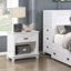 Table de chevet blanche 1pc avec tiroir de rangement et tablette inférieure-1687517399