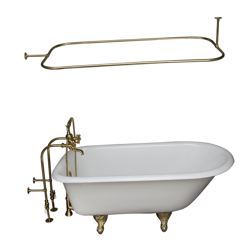 54'' x 30'' Soaking Cast Iron Bathtub, Polished Brass