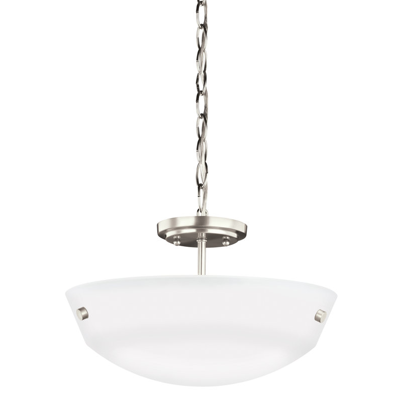 Luminaire suspendu convertible semi-encastré deux lumières Kerrville de Génération Lighting , Nickel brossé, Non