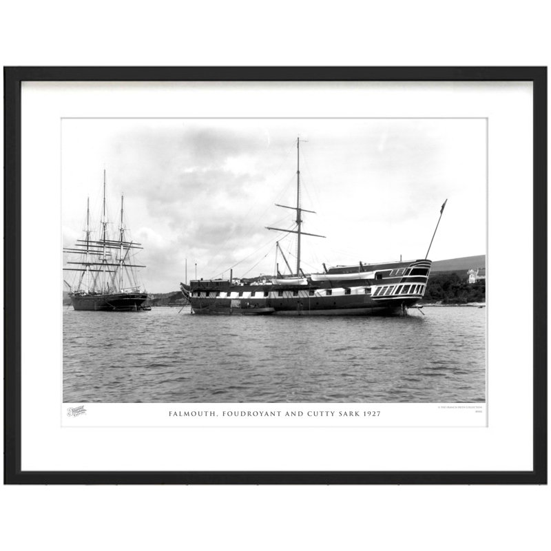 Falmouth, Foudroyant And Cutty Sark 1927 - Single Picture Frame Print, 28cm H x 36cm W x 2.3cm D