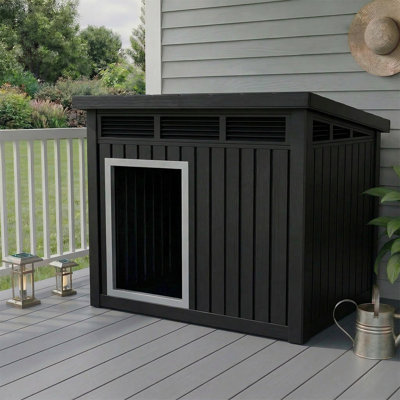 24.14"H Weather-Resistant Waterproof And Removable Roof Dog House To Dogs(Black)
