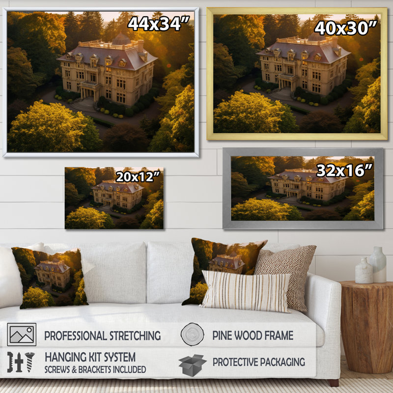 Oregon Pittock Mansion Sunrise I - Oregon, impressions sur toile, Cadre photo noir, H 34 po x l 44 po x P 1,5 po