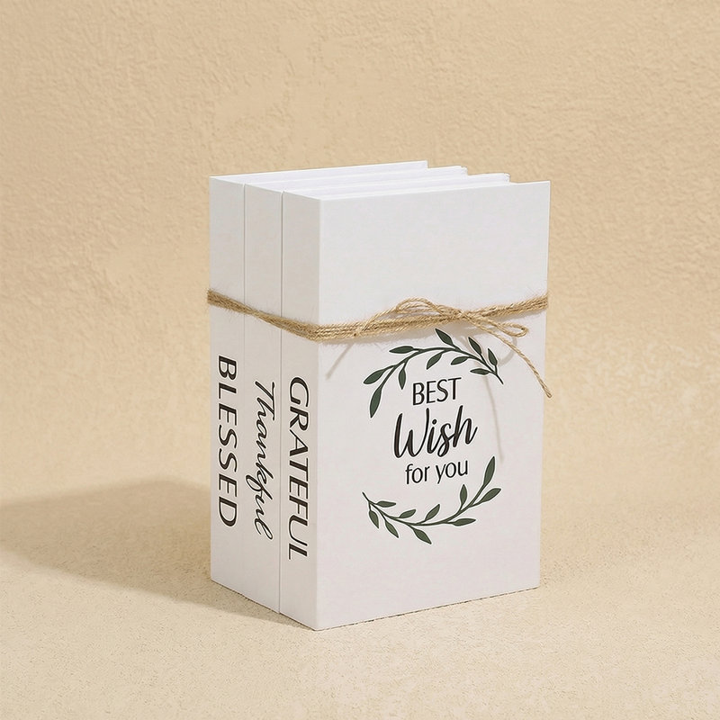 3 Piece White Faux Decorative Book Box Set