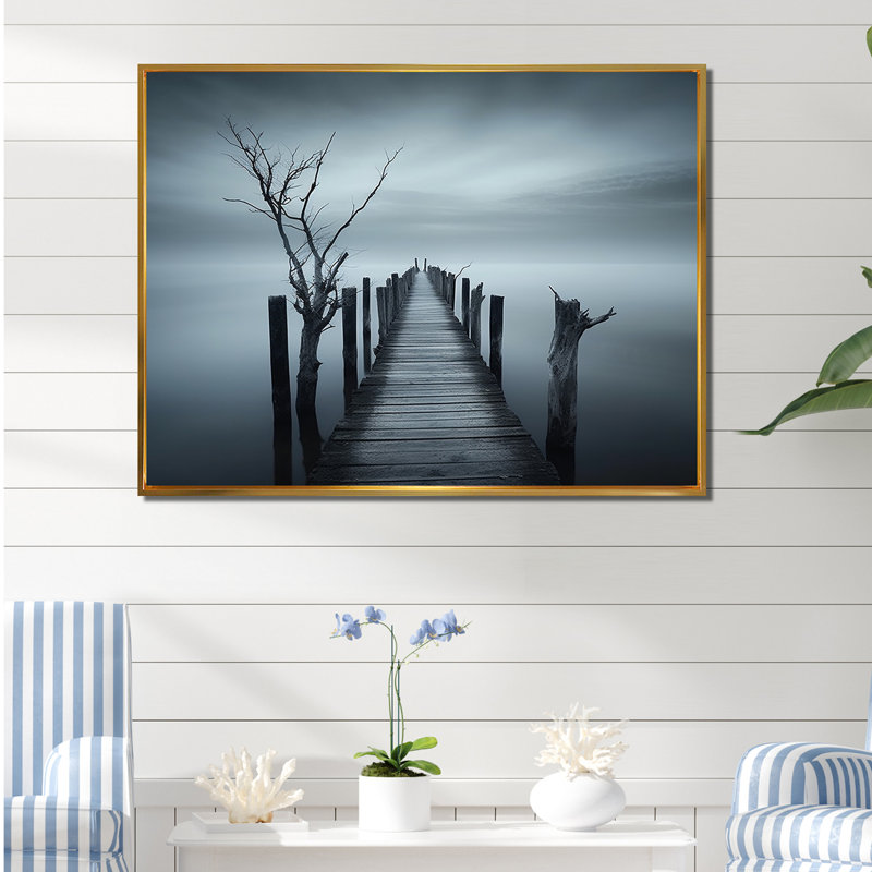 Rayfield - plage et océan, art mural sur toile, H 16 po x l 32 po x P 1 po, Cadre flottant doré