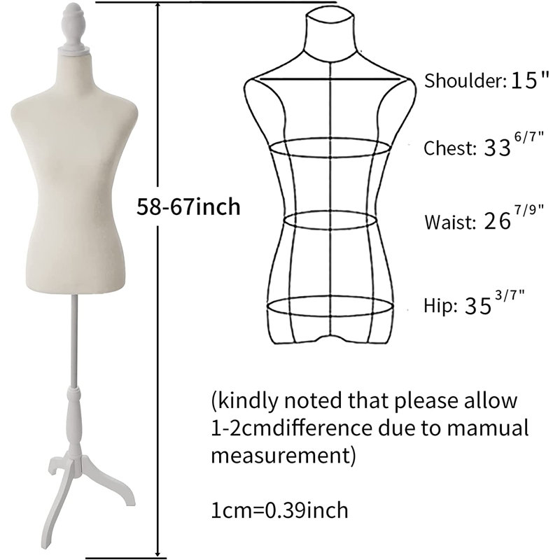 MeetingHome Adjustable 67" H Dress Form, Beige