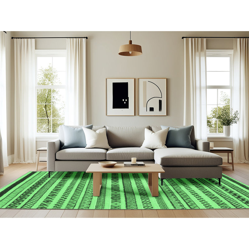 Washable Geometric Indoor Rug, Rectangle 6' x 9'