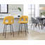 Tabouret de bar à hauteur fixe avec pivot en métal doré et velours taupe avec repose-pieds rond en métal doré - ensemble de 2-406528122-406528127