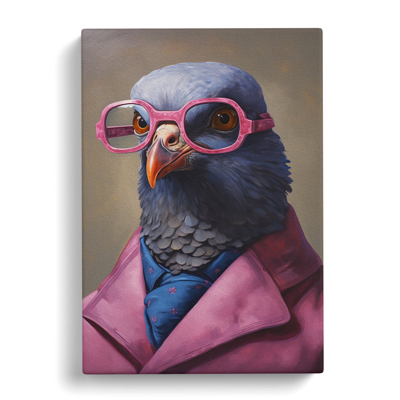 Pigeon With Glasses - No Frame Print, 60cm H x 40cm W x 3cm D
