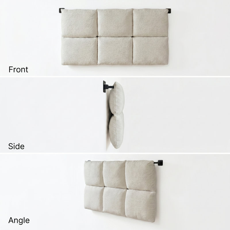 Linen Upholstered Wall-Mounted Headboard With Adjustable Height, Cream, Cream, Queen