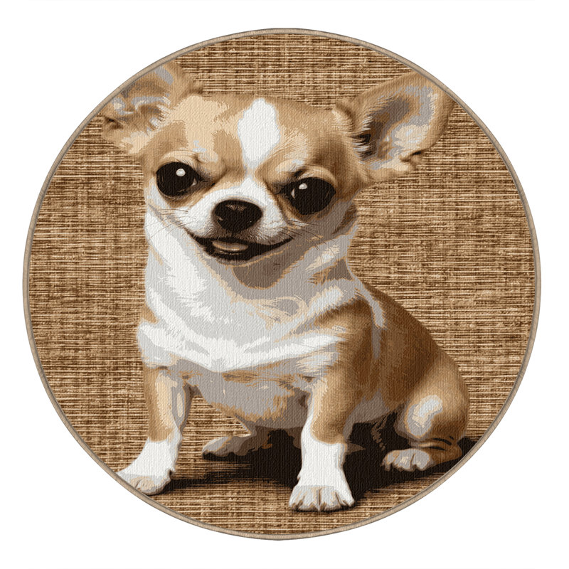  Tapis lavable Chihuahua Dogs, Rond 4 pi