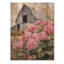 Hortensias dans l'ancienne cour de ferme - impression d'hortensias sur bois de pin naturel-1255294118