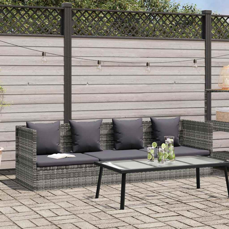 Garden Bed Grey PE Rattan 78.7 x 23.6 in Adjustable Armrests Outdoor Daybed, Gray, Gray