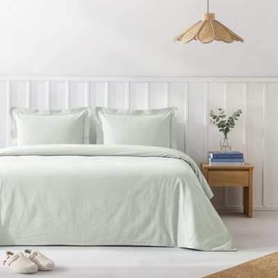 Ensemble de housse de couette 100% coton percale uni - Comprend 1 housse de couette et 2 taies décoratives