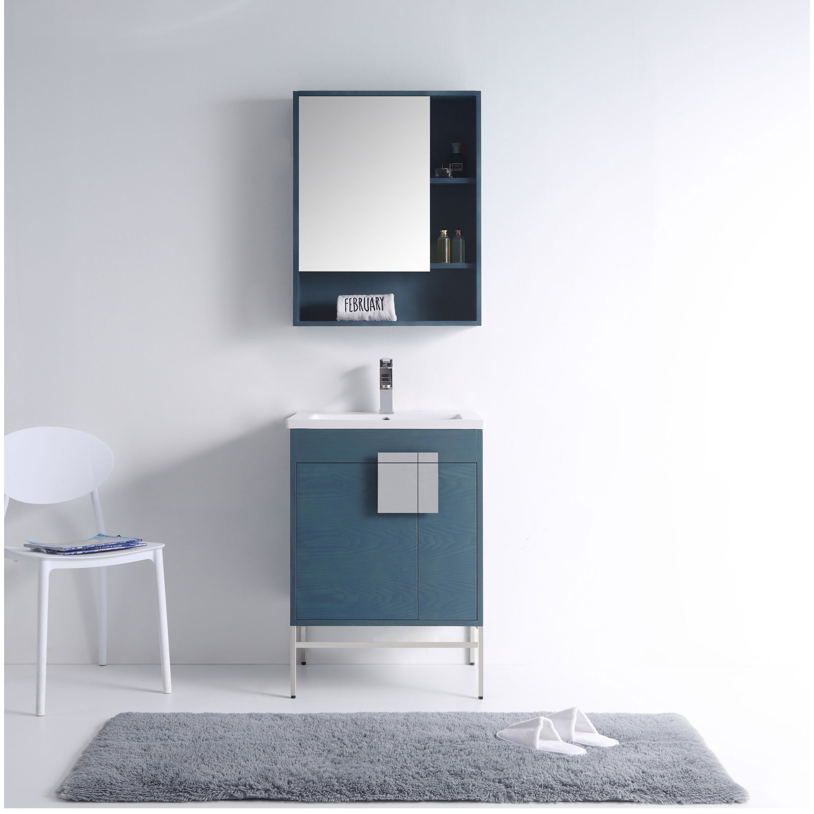 Maisie 24 " Single Bathroom Vanity, French Blue, Polished Chrome