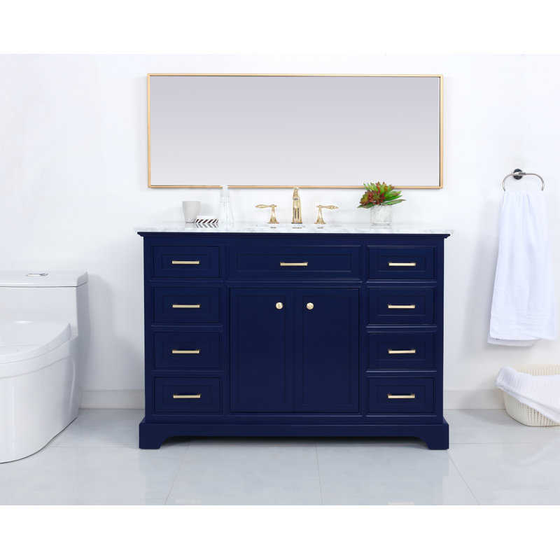 48-Inch Blue and White Marble Single Bathroom Vanity