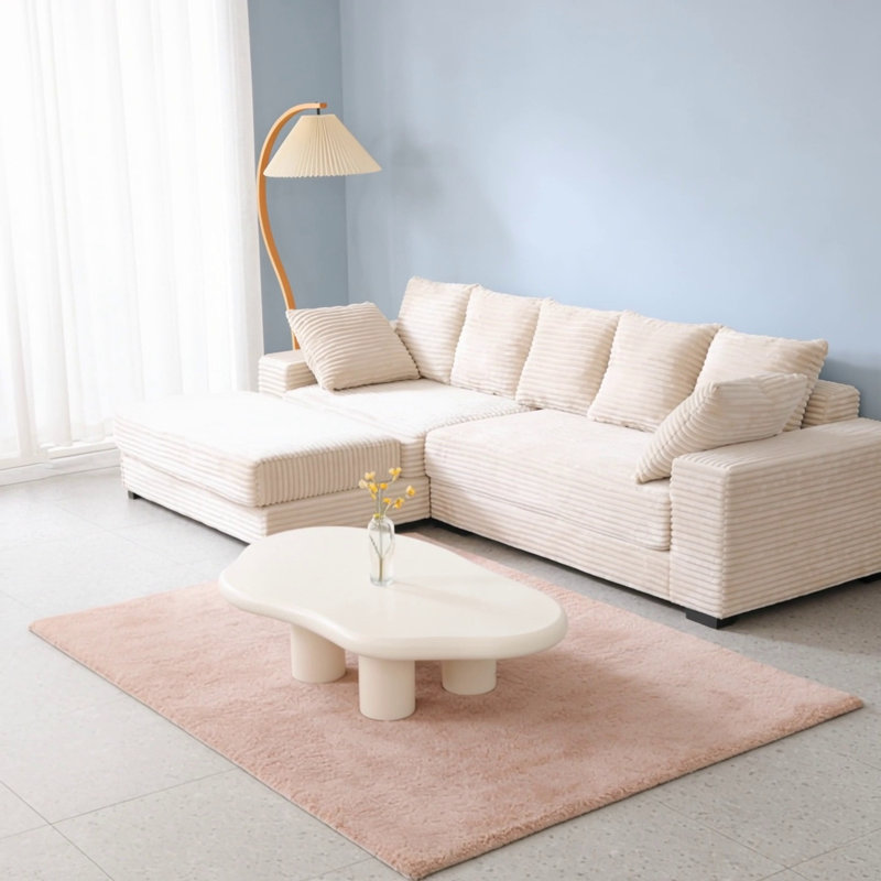 Canapé modulaire en L de 108,6 pouces avec repose-pieds avec rangement et huit coussins décoratifs, confortable et polyvalent