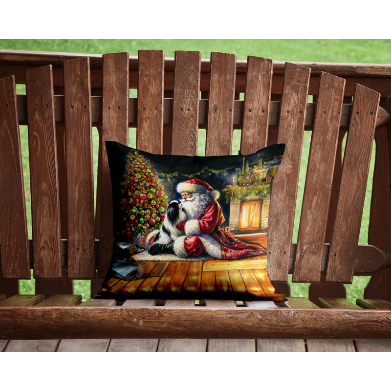 Coussin japonais et père Noël, H 14 po x l 14 po
