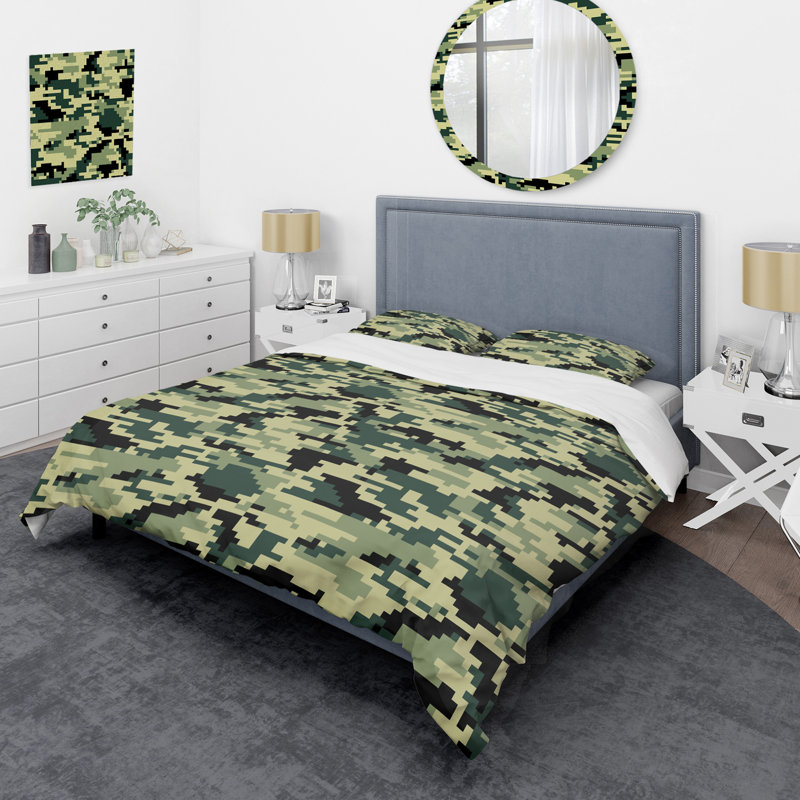 Camouflage vert tendance - ensemble de housse de couette abstrait - microfibre de polyester