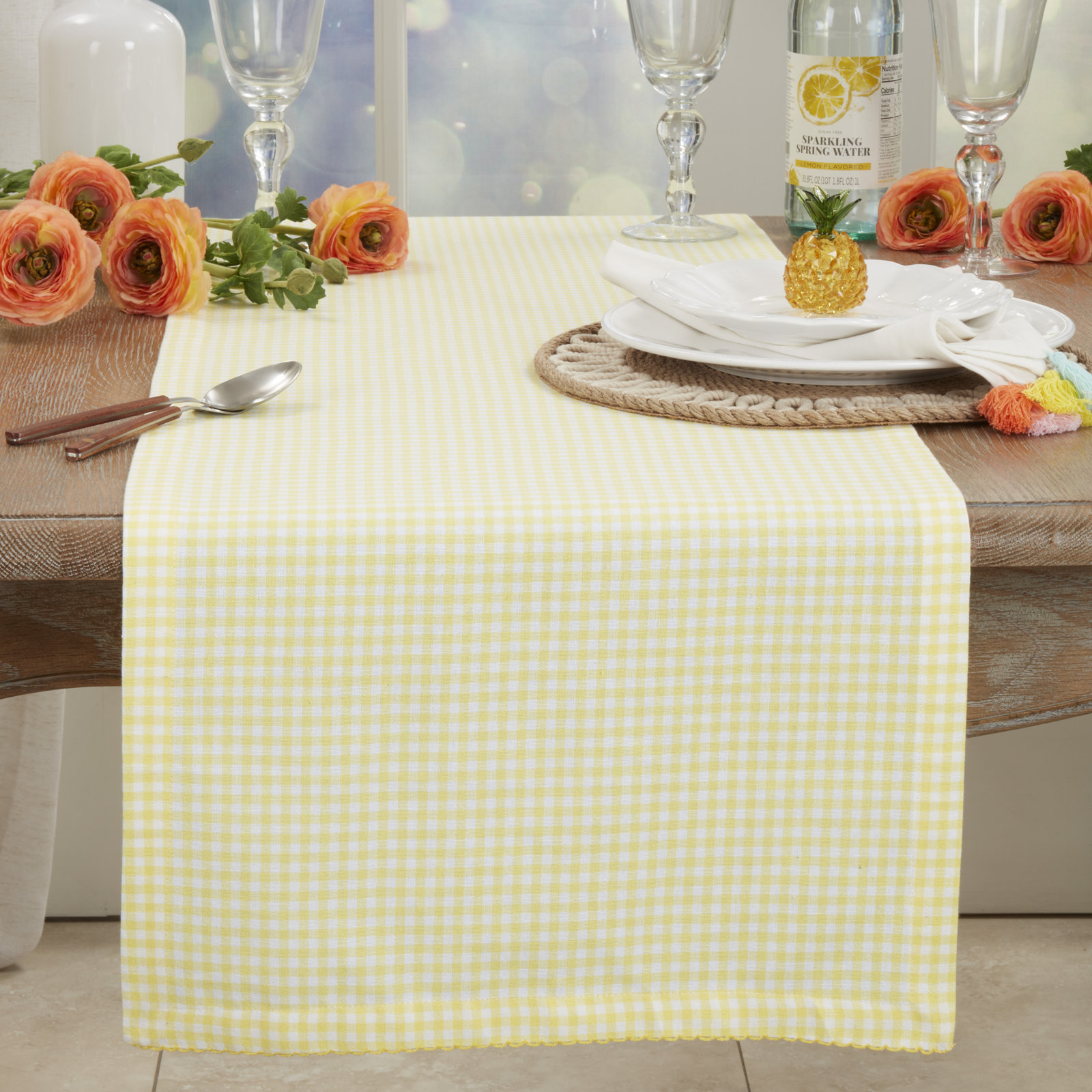 Ishida Gingham Table Runner, Yellow
