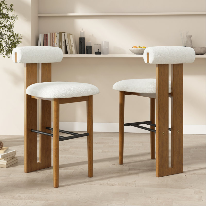 Tabouret de bar intérieur en bois rembourré, Blanc