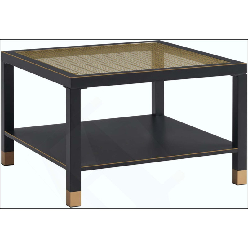 Modern Square Coffee Table Metal Frame / Glass Top, White