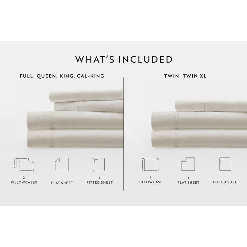 Ivory Twin Cotton Sheet Set with Pillowcase