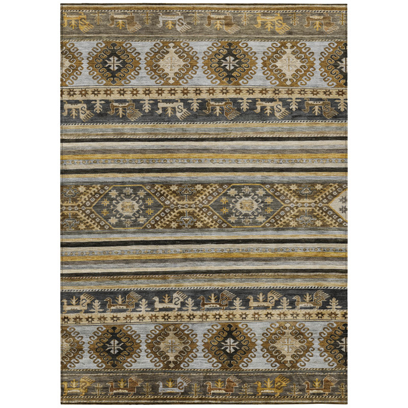 Claritha Brown Washable Indoor-Outdoor Rug - , 2'6" x 3'10"