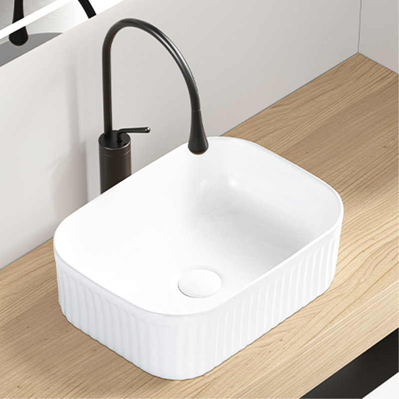 Lavabo vasque de salle de bain rectangulaire en céramique blanc laiteux au-dessus du comptoir, texture mate pour un look haut de gamme, facile à nettoyer et à entretenir, 15,8 de profondeur, 11,66 de largeur, 5,48 de hauteur, 17,28 lb de poids américain