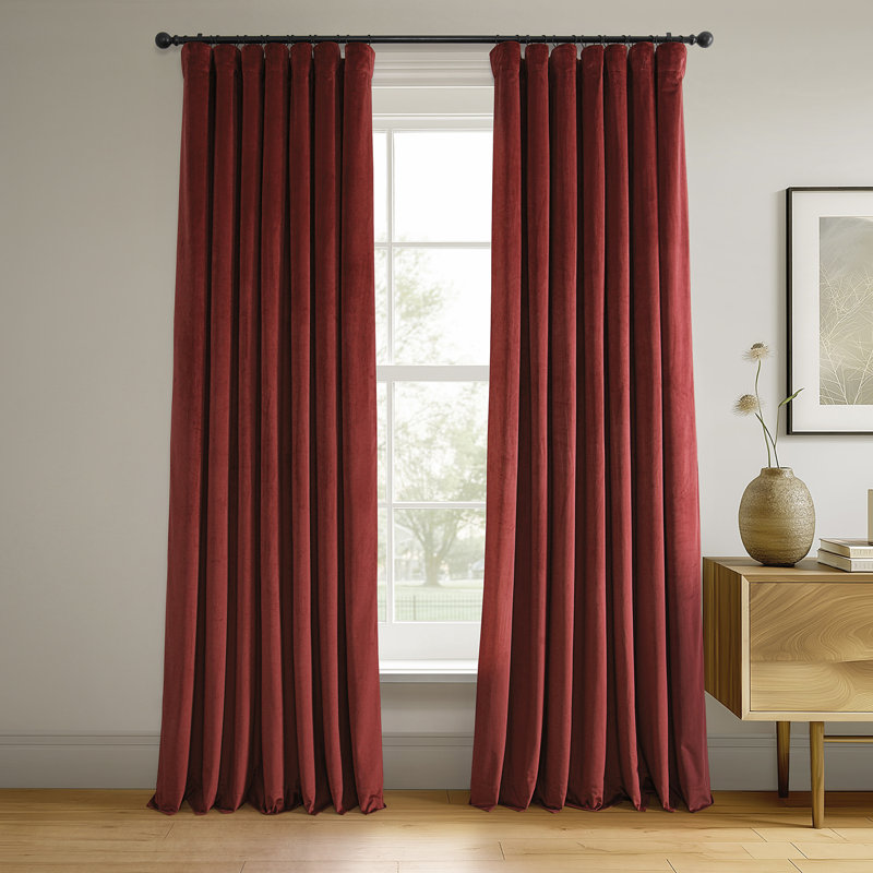 Olivia Velvet Blackout Curtain (1 Panel), Crimson Rust, 50" W x 84" L