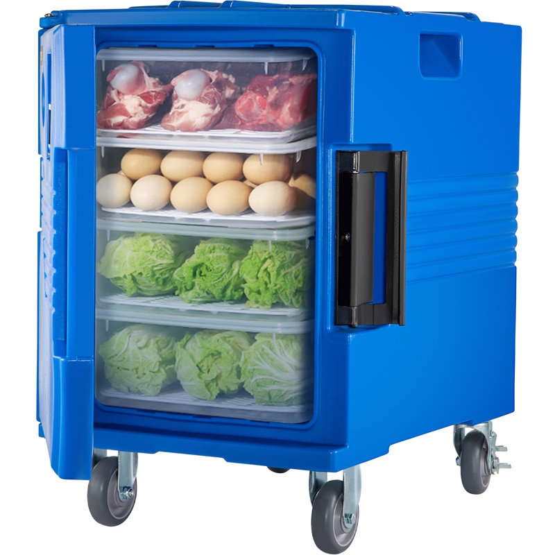 Blue 95 Qt Insulated Food Pan Carrier with Wheels