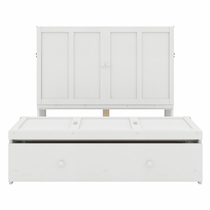 Murphy Bed With USB Port And A Large Drawer, Full , White