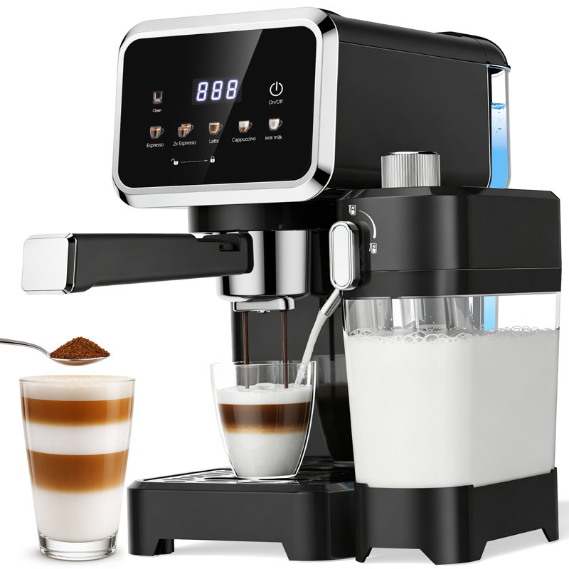 Machine à espresso à double chaudière avec mousseur à lait automatique et écran tactile - pompe à 20 bars