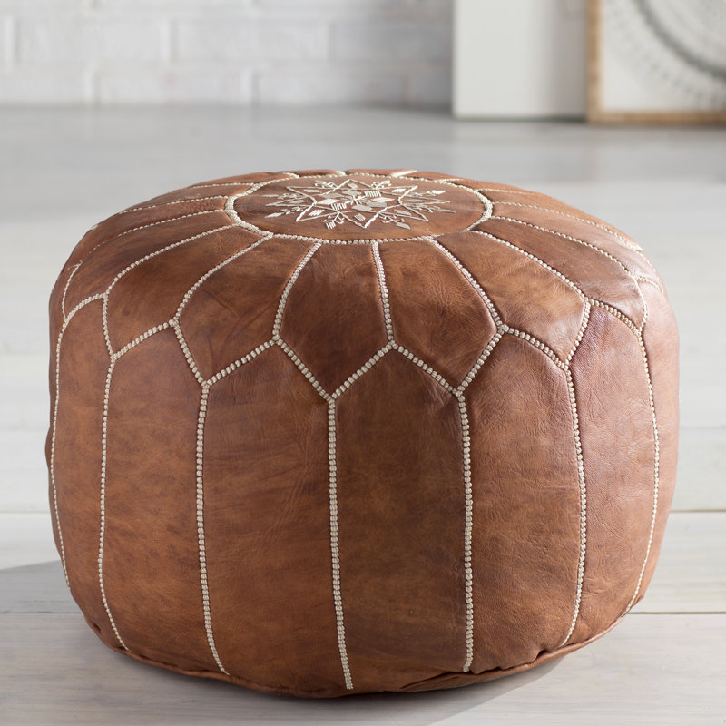 Repose-pieds en cuir marocain Cherise, Brun clair