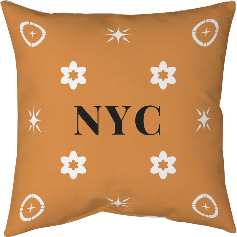 Coussin en coton New York Basketball, New York, blanc, orange, Oreiller en sergé de polyester, 14 pouces x 14 pouces