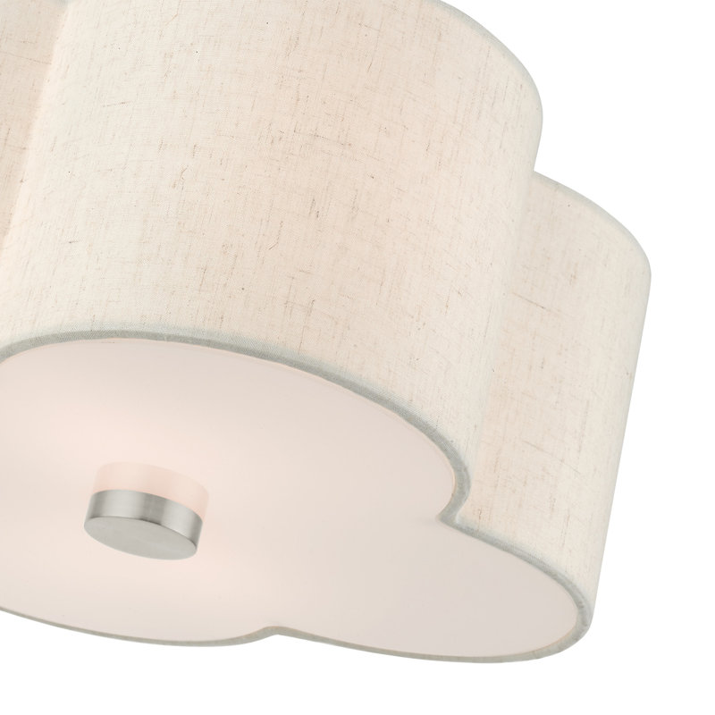 Swarthout Fabric Semi Flush Mount, Brushed Nickel, 8.5" H x 13" W x 13" D